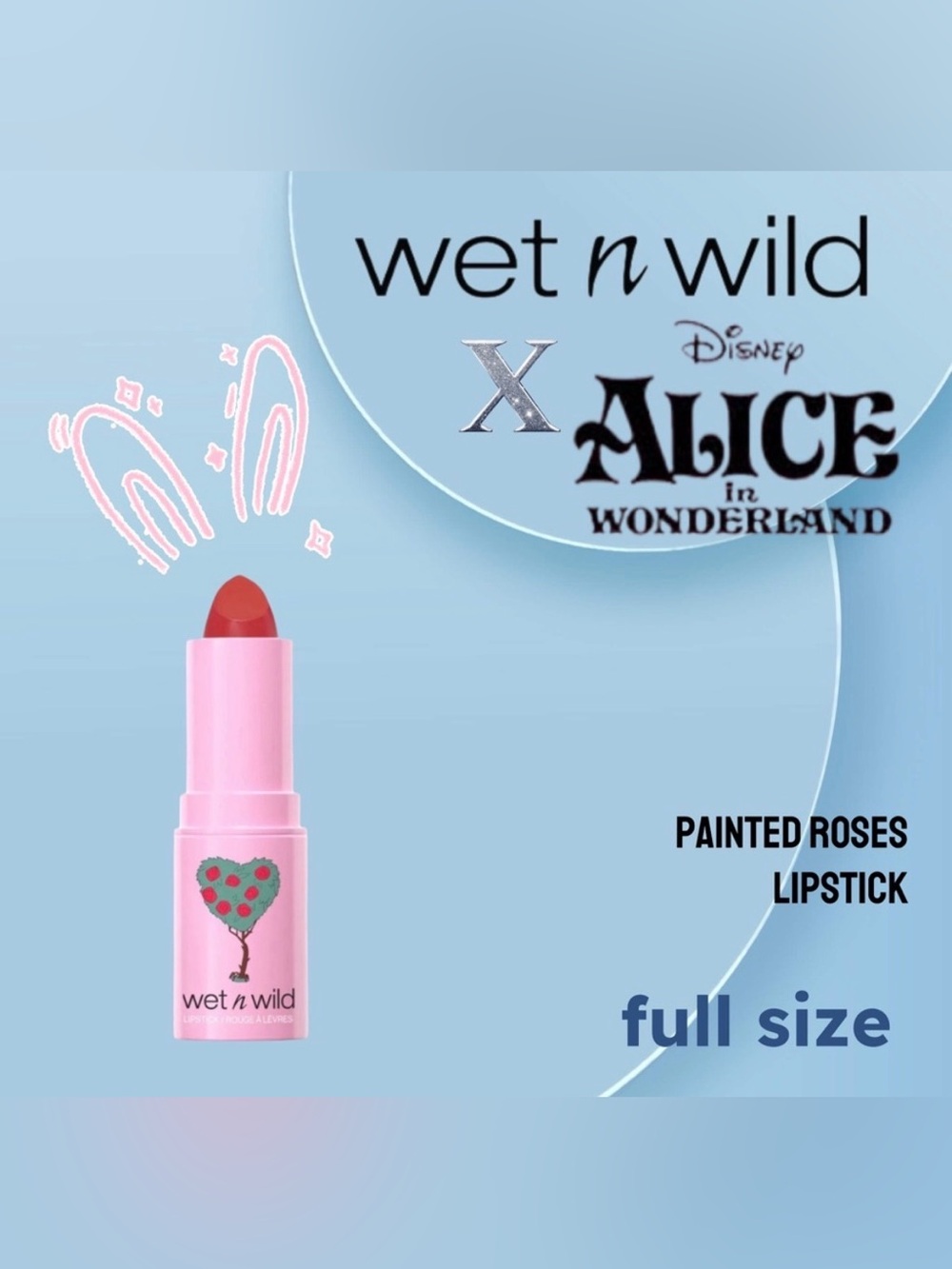 🇺🇸🆕📦NIB WET N WILD x ALICE | FULL| Creamy Pigmented Red Painted roses lipstick